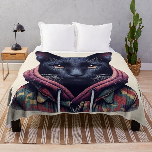 Item preview, Urban Cats #89 - Black Savannah Cat wearing hip hop clothes designed and sold by elektronen.