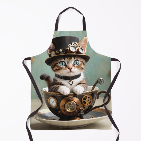 Item preview, Steampunk cat in teacup designed and sold by Mystical Widget Productions.