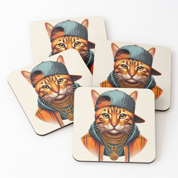 Item preview, Urban Cats #91 - Cinnamon Savannah Cat wearing hip hop clothes designed and sold by elektronen.