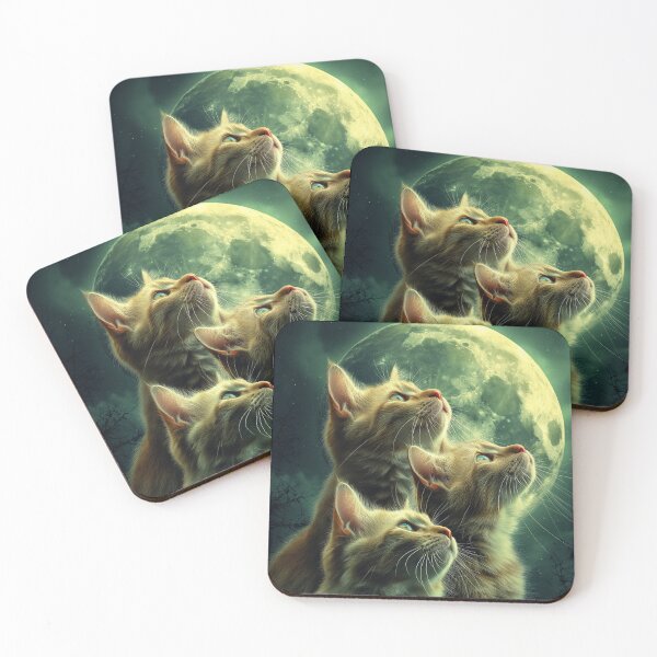Item preview, Three Cats Meowing at the Moon designed and sold by Catloaf Art.