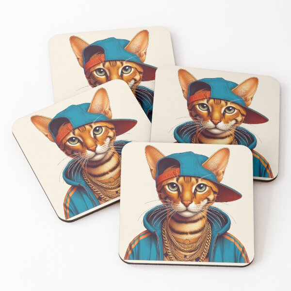 Item preview, Urban Cats #92 - Cinnamon Savannah Cat wearing hip hop clothes designed and sold by elektronen.