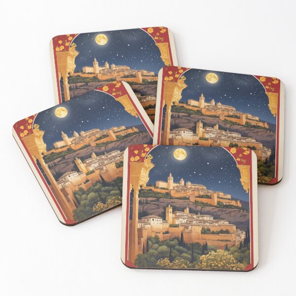 Item preview, Alhambra Pamplona Starry Night and Moon Spain Tourism Vintage Poster designed and sold by TravelersGems.