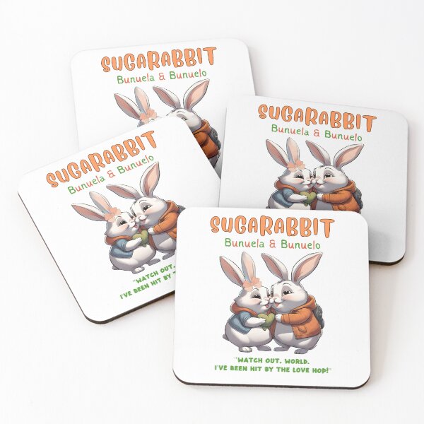 Item preview, Cute Chubby Bunnies Sugar Lovers whose names are Bunuelo & Bunuela designed and sold by SUGARABBIT.