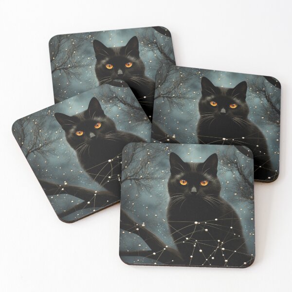 Item preview, Black Cat on a Tree Branch Cobwebs designed and sold by InspiredbyOllie.