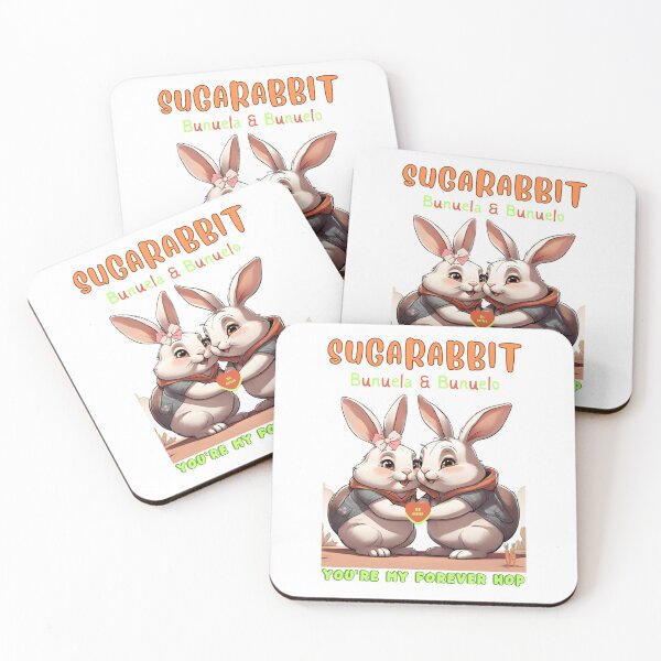 Item preview, Cute Chubby Bunnies Sugar Lovers whose names are Bunuelo & Bunuela designed and sold by SUGARABBIT.