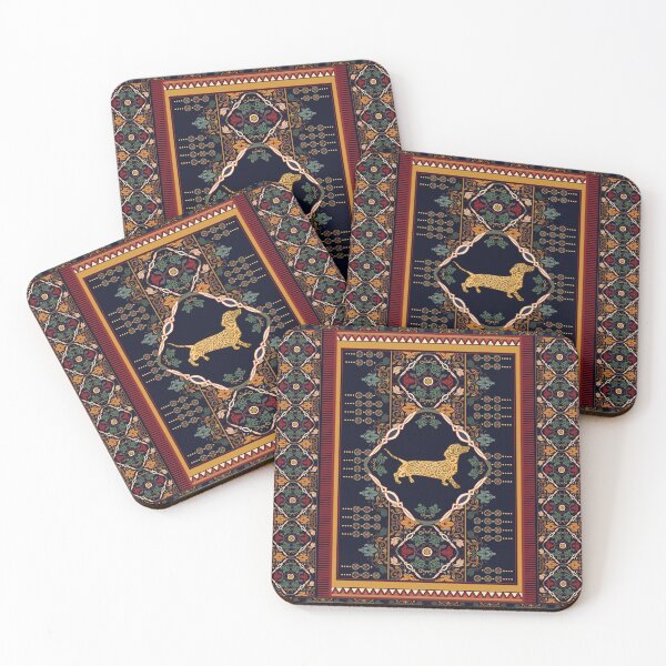 Item preview, Vintage Golden Dachshund With Flower Patterns designed and sold by Clitus.
