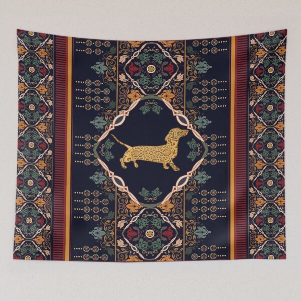 Item preview, Vintage Golden Dachshund With Flower Patterns designed and sold by Clitus.