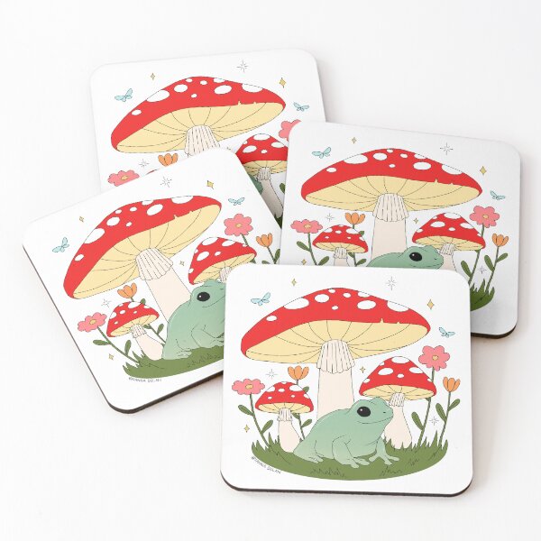 Item preview, Frog and Mushrooms Cute designed and sold by bridolanart.