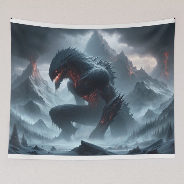 Item preview, Mystical Titan awakens in an icy mountain landscape under a stormy sky designed and sold by NexusSales.
