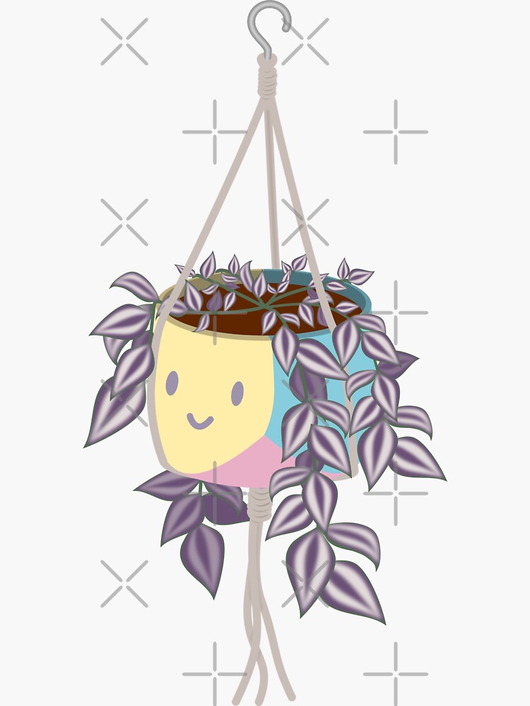 Thumbnail 3 of 3, Sticker, Adorable tradscantia plant happy pansexual pride pot designed and sold by meldra.