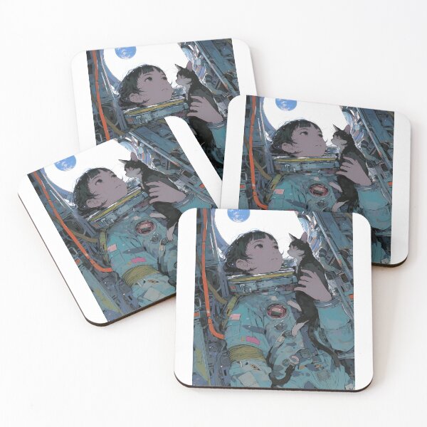Item preview, Astronaut with Cat in Spacecraft Illustration designed and sold by kitidach-create.