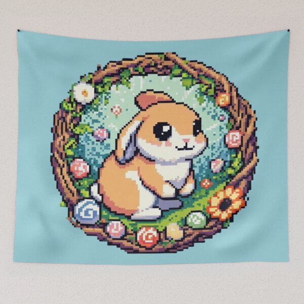 Item preview, "Happy bunny among flowers" designed and sold by Isai-64v16.