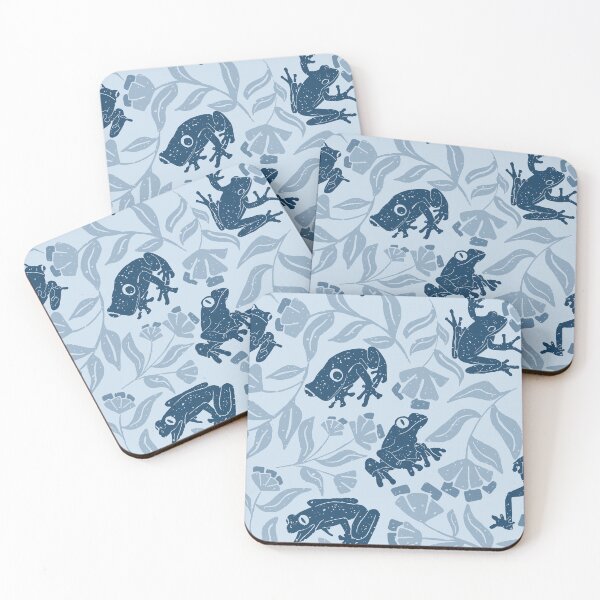 Item preview, Textured Frog and Plants in Blue designed and sold by tamongg14.
