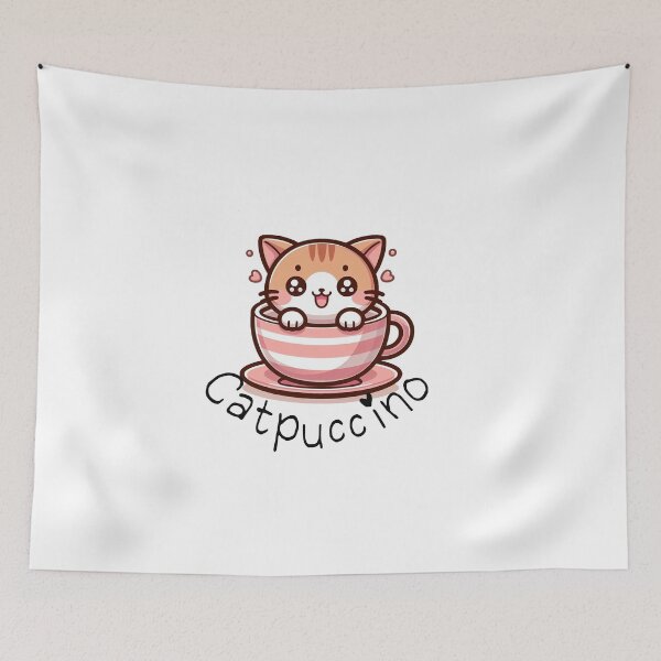 Item preview, Catpuccino Cat in a Cup Print designed and sold by Thehatinthecat.