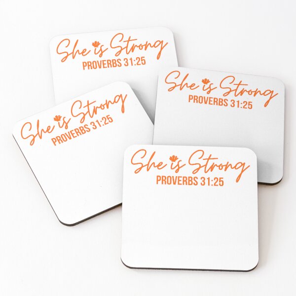 Item preview, She is Strong, Proverbs 31:25, orange design  designed and sold by MoriaStore.