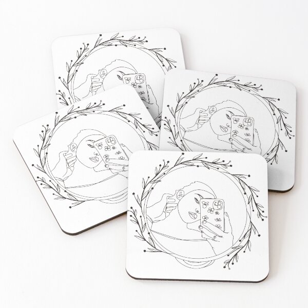 Item preview, Girl taking a Selfie line art designed and sold by DesignJiggy.