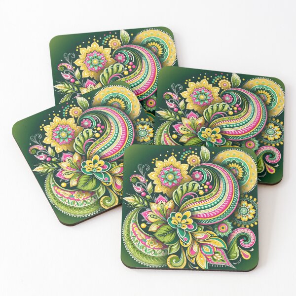 Item preview, Emerald-hued Indian Paisley Design designed and sold by saqui-com.
