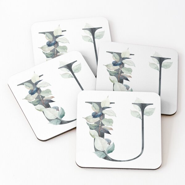 Artikelvorschau, Watercolor floral black letter U.  entworfen und verkauft von tapilipa.