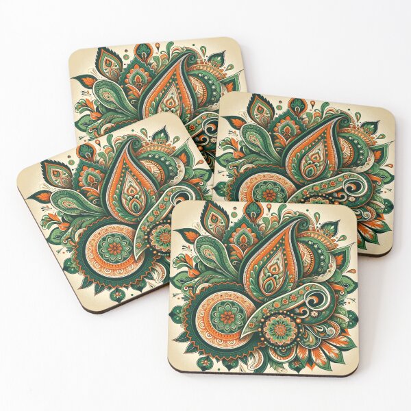 Item preview, Green-hued Indian Paisley Design designed and sold by saqui-com.