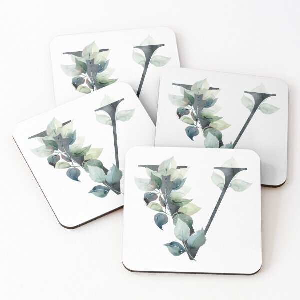 Artikelvorschau, Watercolor floral black letter V.  entworfen und verkauft von tapilipa.