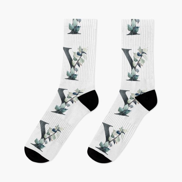 Item preview, Watercolor floral black letter Y.  designed and sold by tapilipa.