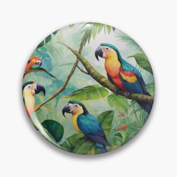 Item preview, Tropical Serenity: Vibrant Parrots in Lush Jungle designed and sold by BaisaStudio.