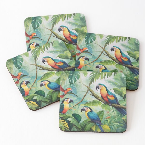 Item preview, Tropical Serenity: Vibrant Parrots in Lush Jungle designed and sold by BaisaStudio.