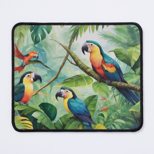 Item preview, Tropical Serenity: Vibrant Parrots in Lush Jungle designed and sold by BaisaStudio.