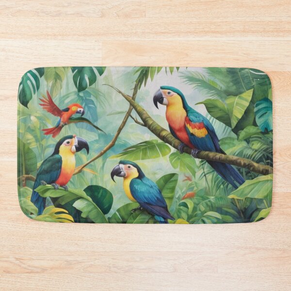 Item preview, Tropical Serenity: Vibrant Parrots in Lush Jungle designed and sold by BaisaStudio.