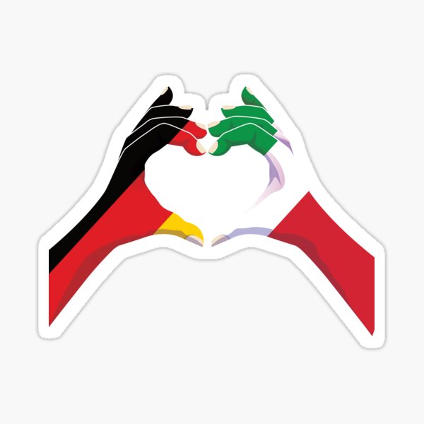 Italian Italy Germany German Love Heart Peace Sticker