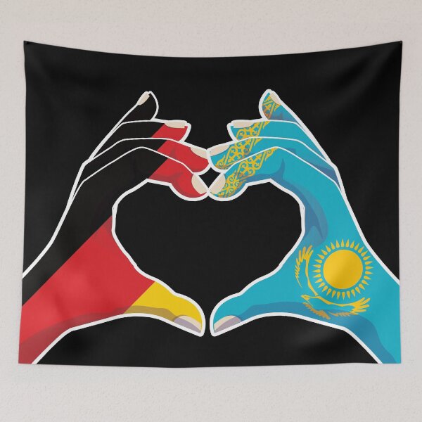 Item preview, Kazakhstan Kazakstan Kazakh Kazak Germany German Love Heart Peace designed and sold by FlagX.