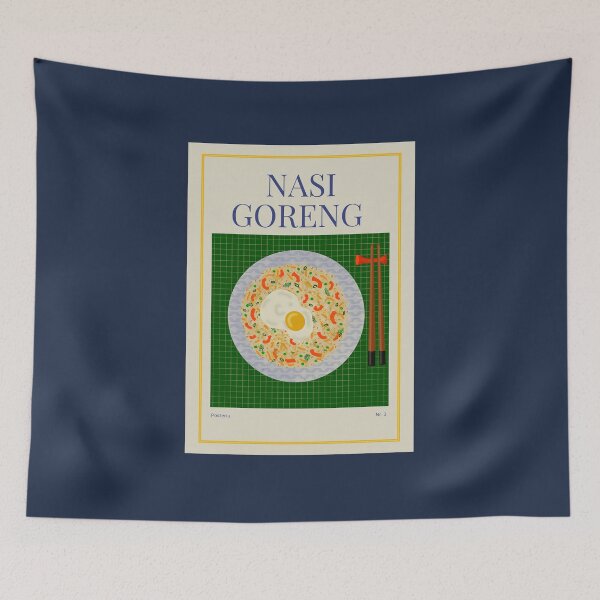 Item preview, NASI GORENG illustration with rice, vegetables, fried egg and chopsticks designed and sold by Posteria.