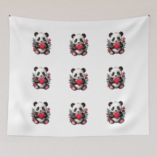 Item preview, Panda con Corazón Rojo Set de 9 designed and sold by PrettyfulStuff.