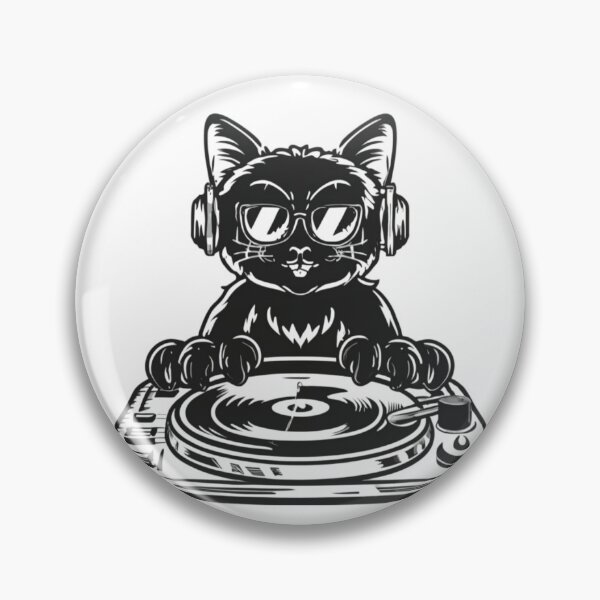 Item preview, Black Cat DJ Crazy Vintage Funny Cat designed and sold by ratchawoot.
