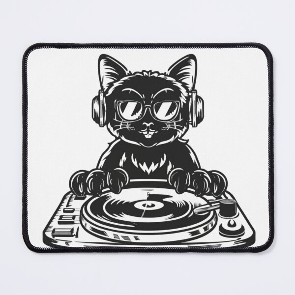 Item preview, Black Cat DJ Crazy Vintage Funny Cat designed and sold by ratchawoot.