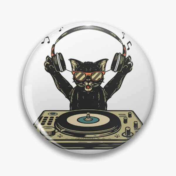 Item preview, Black Cat DJ Crazy Vintage Funny Cat designed and sold by ratchawoot.