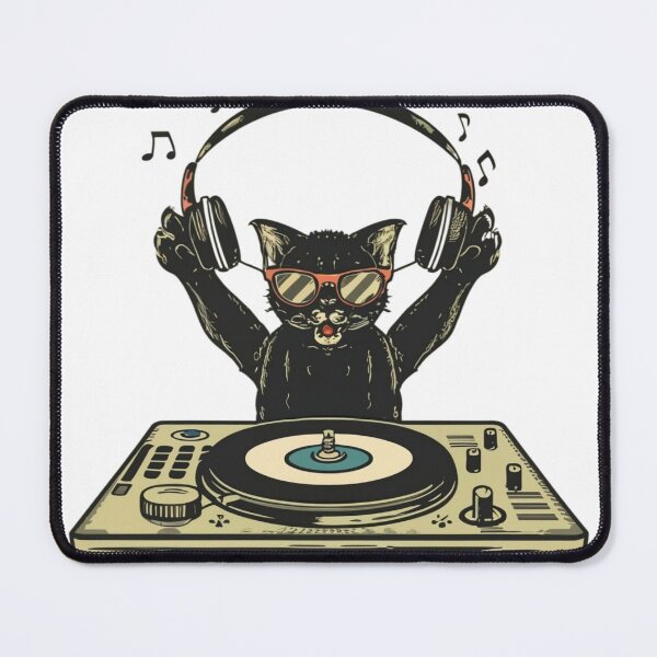 Item preview, Black Cat DJ Crazy Vintage Funny Cat designed and sold by ratchawoot.