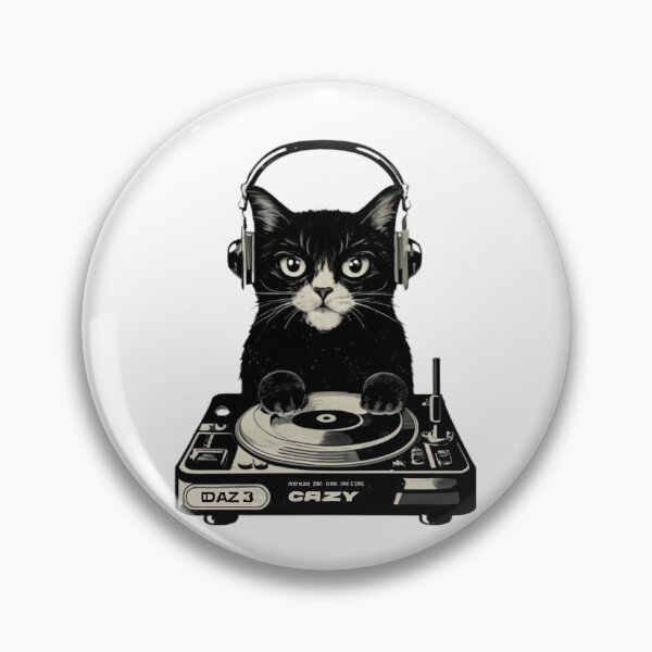 Item preview, Black Cat DJ Crazy Vintage Funny Cat designed and sold by ratchawoot.