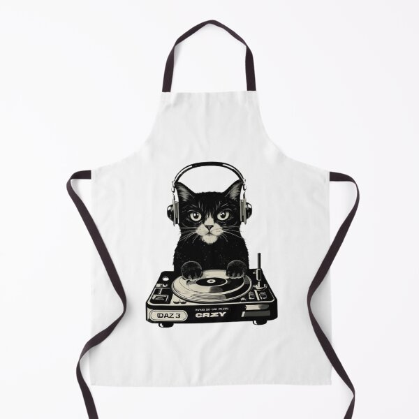 Item preview, Black Cat DJ Crazy Vintage Funny Cat designed and sold by ratchawoot.