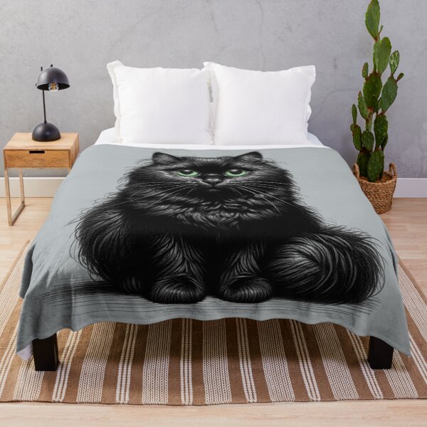 Item preview, Mystic Gaze - Fluffy Black Cat Illustration designed and sold by RuyaFab.