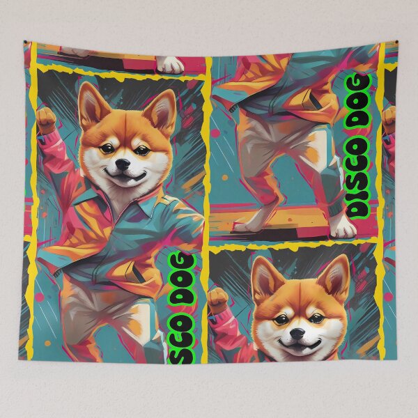 Item preview, Unleash the Groove: Shiba Inu Dances in Pop Art Blast designed and sold by purrfect pattern.
