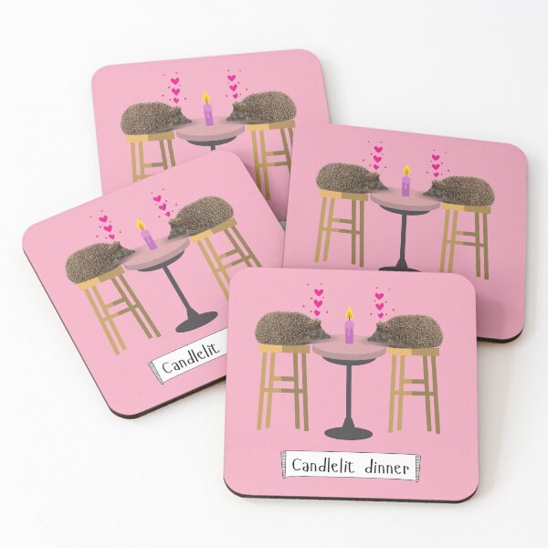 Item preview, Hedgehog Candlelit Dinner (in pink) | Valentine's Day designed and sold by CosmicStory.