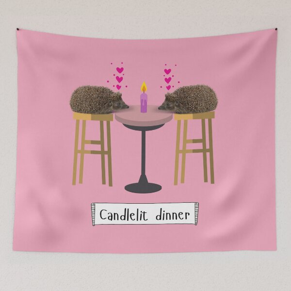 Item preview, Hedgehog Candlelit Dinner (in pink) | Valentine's Day designed and sold by CosmicStory.