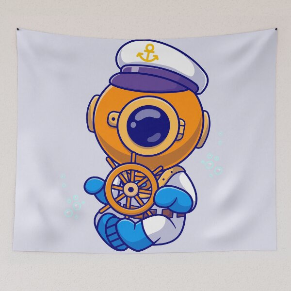 Item preview, Nautical Explorer: Cute Diver Sailor Captain Steering Boat" designed and sold by hjian8219.