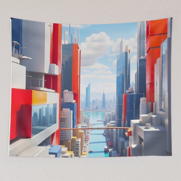 Item preview, colorful mirror city view designed and sold by ururuty.