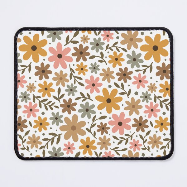 Item preview, Busy floral - daisy flowers in gray, pink and orange  designed and sold by Muxune.