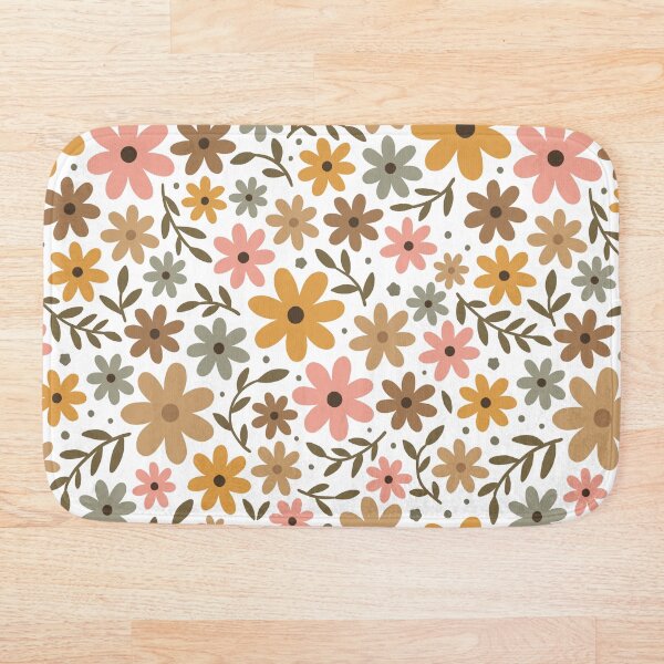 Item preview, Busy floral - daisy flowers in gray, pink and orange  designed and sold by Muxune.