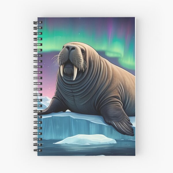 Item preview, Walrus on an iceberg and Northern Lights ( Aurora borealis ) of north pole designed and sold by Andrey-Myagkov.