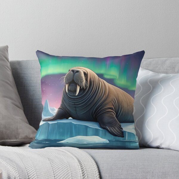 Item preview, Walrus on an iceberg and Northern Lights ( Aurora borealis ) of north pole designed and sold by Andrey-Myagkov.