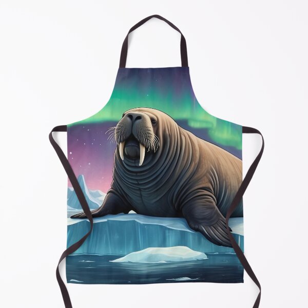 Item preview, Walrus on an iceberg and Northern Lights ( Aurora borealis ) of north pole designed and sold by Andrey-Myagkov.